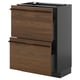 A dark brown wooden kitchen cabinet unit with two large drawers. The cabinet has a sleek design and is part of the METOD kitchen system.