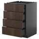 Ikea METOD dark brown kitchen unit with 4 wooden drawers.