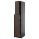 Tall METOD kitchen cabinet with dark brown sinarp wooden doors and metal hinge.