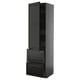 A tall black METOD kitchen unit with cabinet and drawers. Modern design, sleek finish.