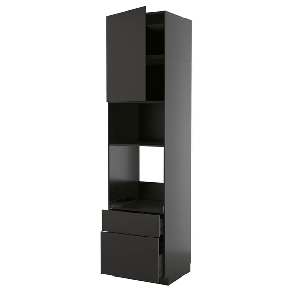 METOD / KNIVSHULT High cabinet f built-in appliances, black-grey/Nickebo matt anthracite, 60x60x240 cm