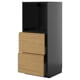 METOD kitchen cabinet with oak drawer fronts and sleek black sides, upright design.