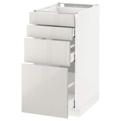 White METOD kitchen unit with high gloss drawers, modern design, sleek and sturdy.