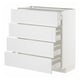 A white METOD kitchen unit with four open drawers, offering a modern and light design.