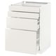 White METOD kitchen cabinet with three smooth drawers.