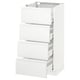 White METOD kitchen cabinet with 4 open drawers, minimalist design.