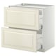 METOD off-white kitchen cabinet, double drawer design.
