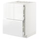 White modern kitchen cabinet with two drawers and high gloss finish.