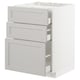 White METOD kitchen cabinet, three drawers, classic design, bevelled edges.