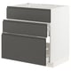METOD kitchen unit, white & grey, 3 drawers, modern design.