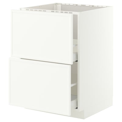 METOD / MAXIMERA Base cab f sink+2 fronts/2 drawers, white/Aspudden matt white, 60x60 cm