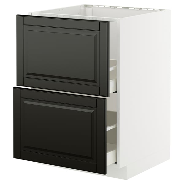 Modern black drawer unit with white frame from ikea METOD.