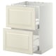 METOD kitchen cabinet in off-white with two drawers, featuring a traditional design with beveled edges.
