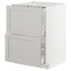 Ikea METOD kitchen cabinet, white, classic design with two drawers, partially open.