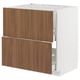 METOD kitchen unit, white frame, wooden walnut drawers, smooth fronts, modern design.