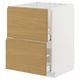 Modern kitchen cabinet, white & oak, two drawers, square shape, minimalist design.