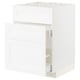 White METOD kitchen cabinet with drawer open.