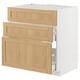 Modern white wood cabinet, 3 drawers, minimalist design.
