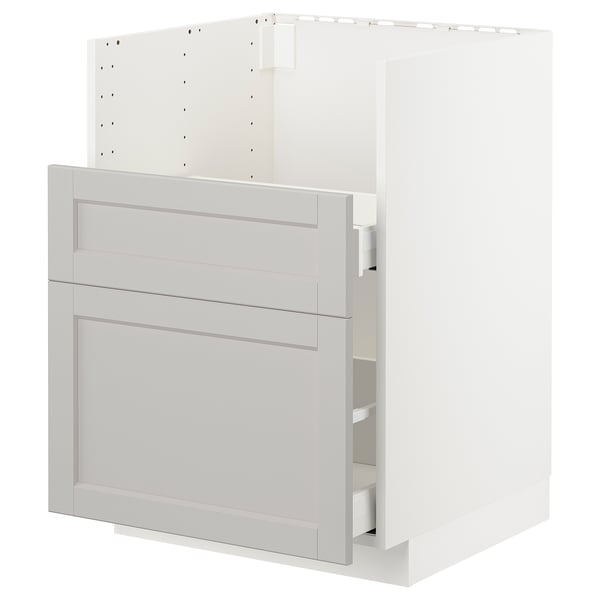 METOD kitchen cabinet, light gray, wood composite, rectangular, classic style with beveled edges.