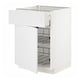 White METOD kitchen cabinet with pull-out wire baskets and smooth-running drawers.