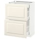 A white METOD kitchen cabinet with off-white bodbyn fronts and bevelled edges. It two drawers with smooth runners.
