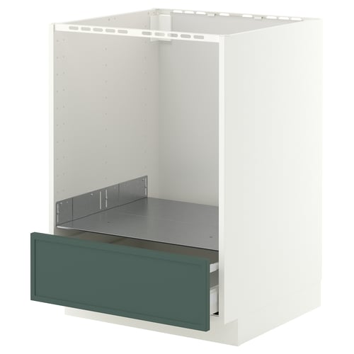 METOD / MAXIMERA Base cabinet for oven with drawer, white/Aspudden dark grey-green, 60x60 cm