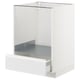 Sleek white modern kitchen unit, featuring pull-out drawer, clean lines, and sturdy frames.
