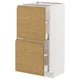 Modern kitchen cabinet, white and light wood, two drawers.