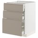 Beige kitchen unit with three drawers, sleek modern design, sturdy construction.