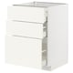 METOD kitchen unit in white with three drawers, sleek design, modern aesthetic.