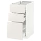 White METOD kitchen drawer unit with three pull-out drawers.