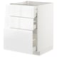 White high gloss kitchen cabinet with multiple drawers.