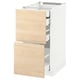 White METOD kitchen cabinet with light wood drawers, partially open.