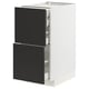 Modern kitchen cabinet with black matt drawers and white body, featuring pull-out drawers.