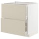 A beige METOD kitchen cabinet with two drawers. It has a modern, minimalist design.
