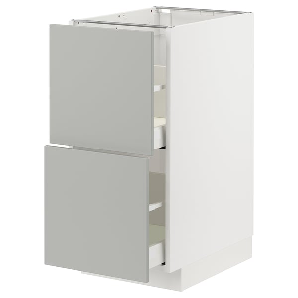 METOD kitchen cabinet, white with light grey drawers, rectangular shape, modern clean design, includes shelves.