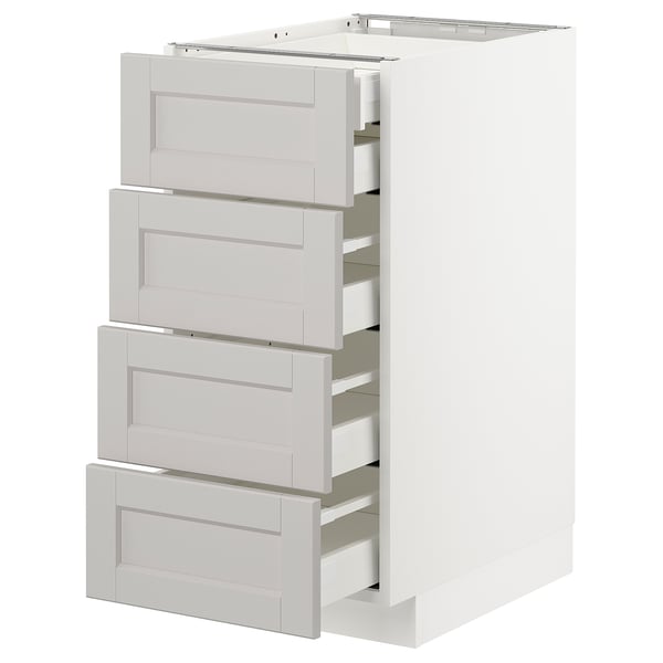 METOD kitchen unit, light grey, four drawers, soft-closing, wooden & steel parts.