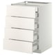 White METOD kitchen unit with four drawers, sleek modern design.