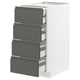 METOD kitchen unit with dark grey drawers and white base, modern sleek design.