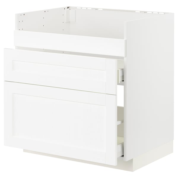 White METOD kitchen cabinet with smooth drawer.