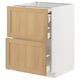 Light wood cabinet with two drawers, modern kitchen design.