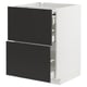 Modern black & white kitchen cabinet with two drawers. Sleek, rectangular design with smooth draws, part of METOD series.