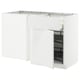 White METOD kitchen unit with open door, modern minimalist design, sturdy frame, pull-out shelf.