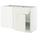 A white METOD corner kitchen cabinet, modern and empty with adjustable shelves.