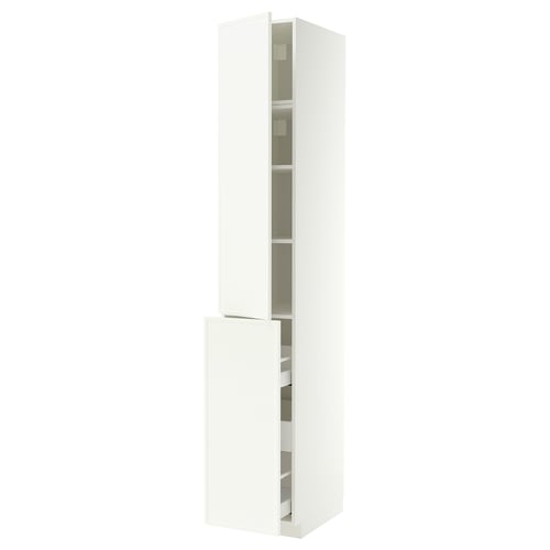 METOD / MAXIMERA Hc w p-o func 3drw/1dr/2shlv, white/Aspudden matt white, 40x60x240 cm