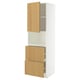 METOD / MAXIMERA Hi cab f micro w door/2 drawers, white/Sinarp oak veneer, 60x60x200 cm