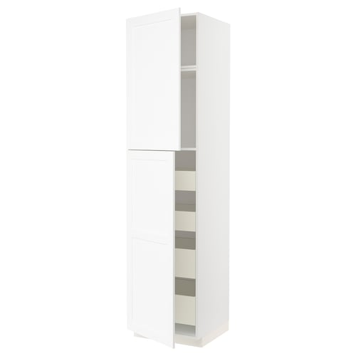 White kitchen cabinet: METOD with enköping fronts, has doors, shelves, smooth edges, and a sleek design.