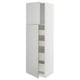 Modern white tall cabinet with double doors, five shelves, sleek design.