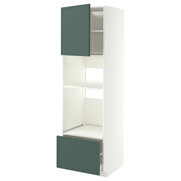 METOD / MAXIMERA High cabinet f built-in appliances, white/Aspudden dark grey-green, 60x60x200 cm