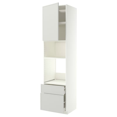 METOD / MAXIMERA High cabinet f built-in appliances, white/Aspudden light grey, 60x60x240 cm